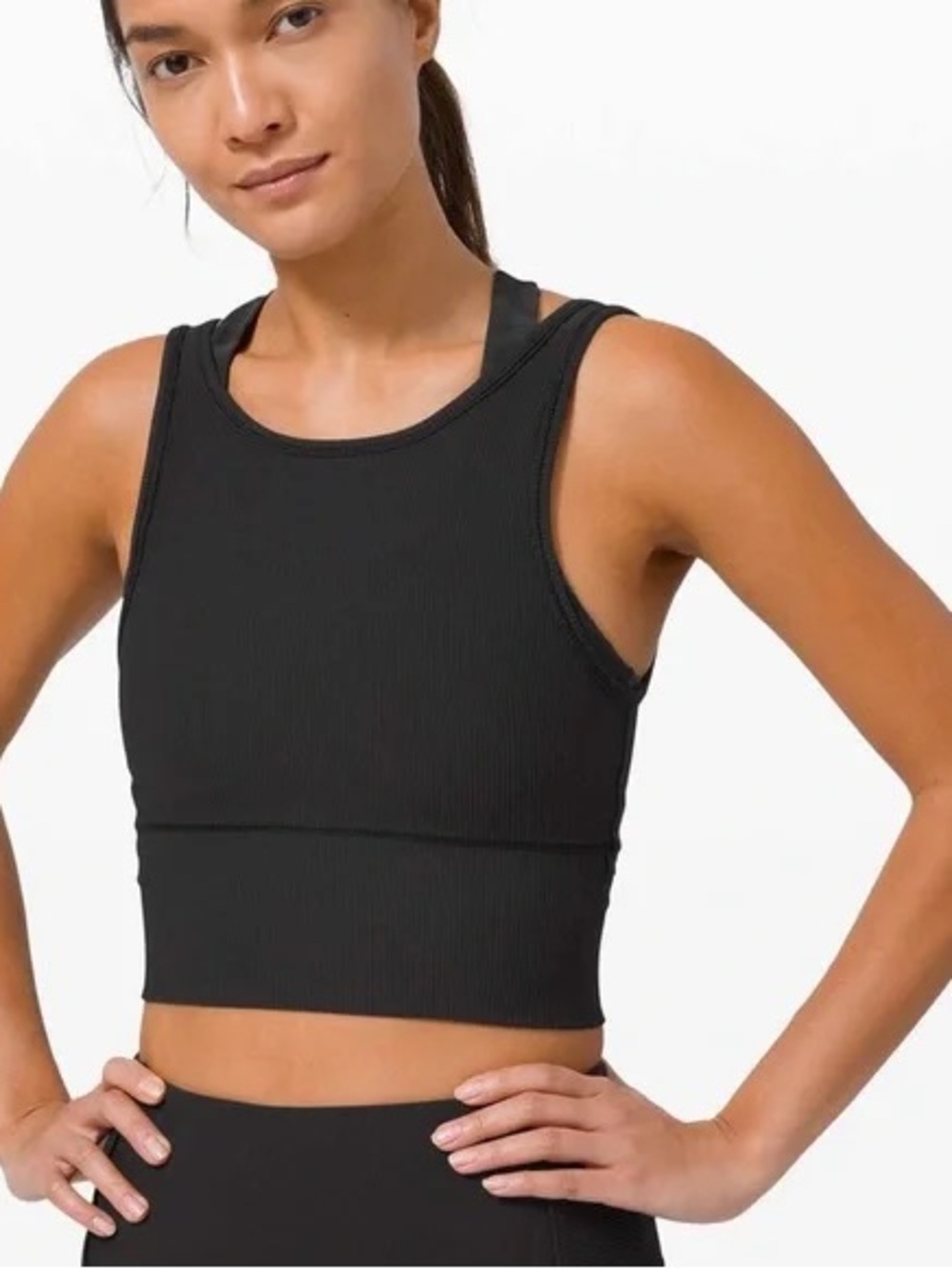 EUC Lululemon Women's Power Pivot Ribbed Reversible Tank Top Black Size 6